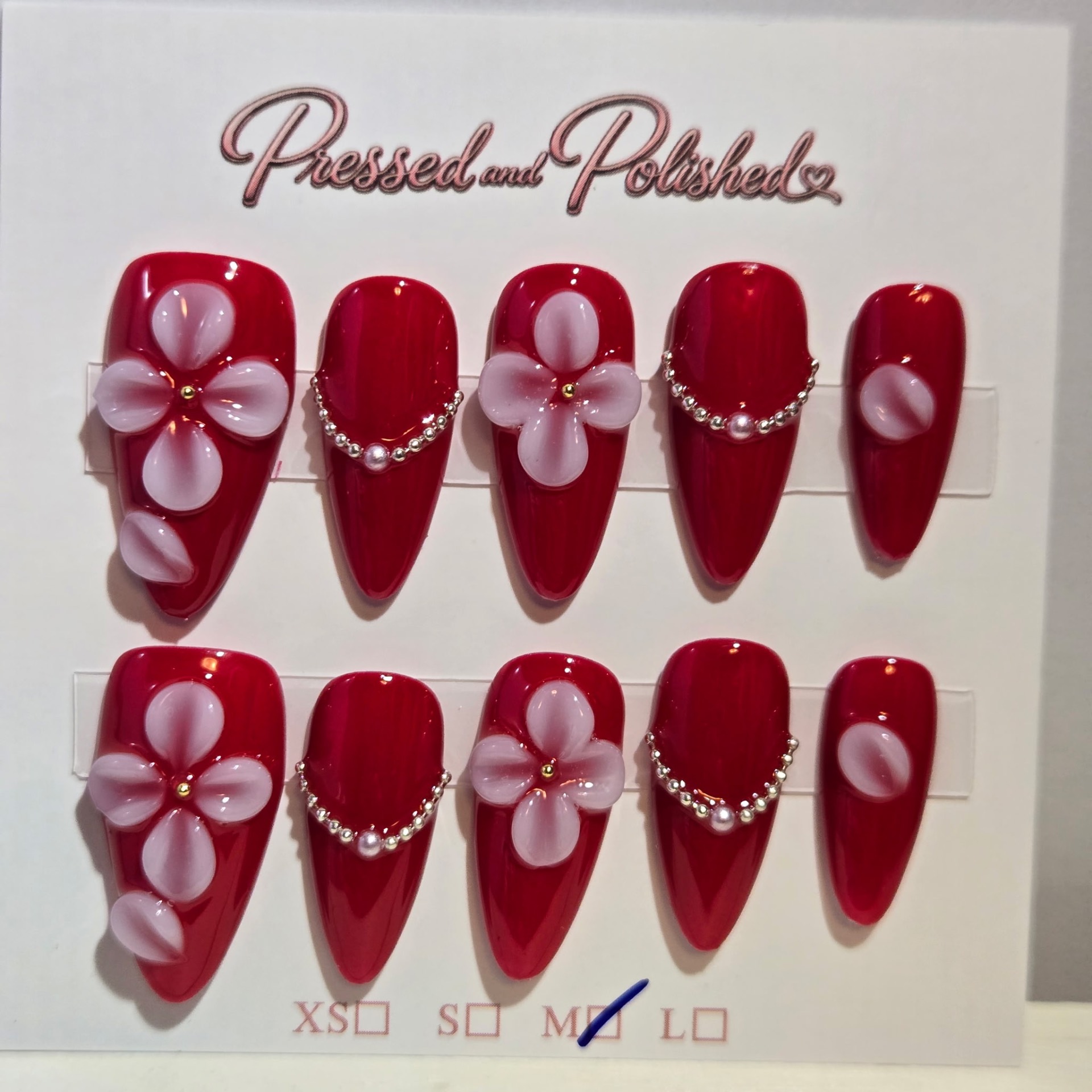 Ruby Petal Glam press-on nail set